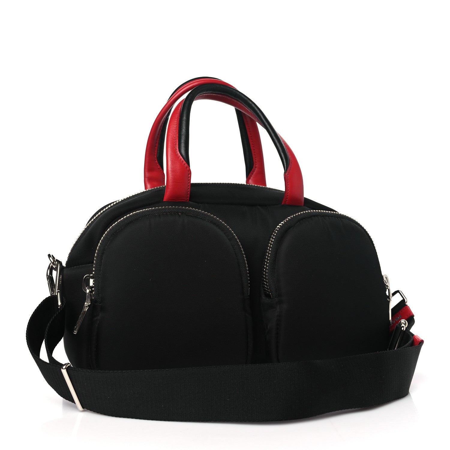 Prada Tessuto Nylon Pocket Top Handle Cargo Shoulder Bag Black Fuoco 3 of 10