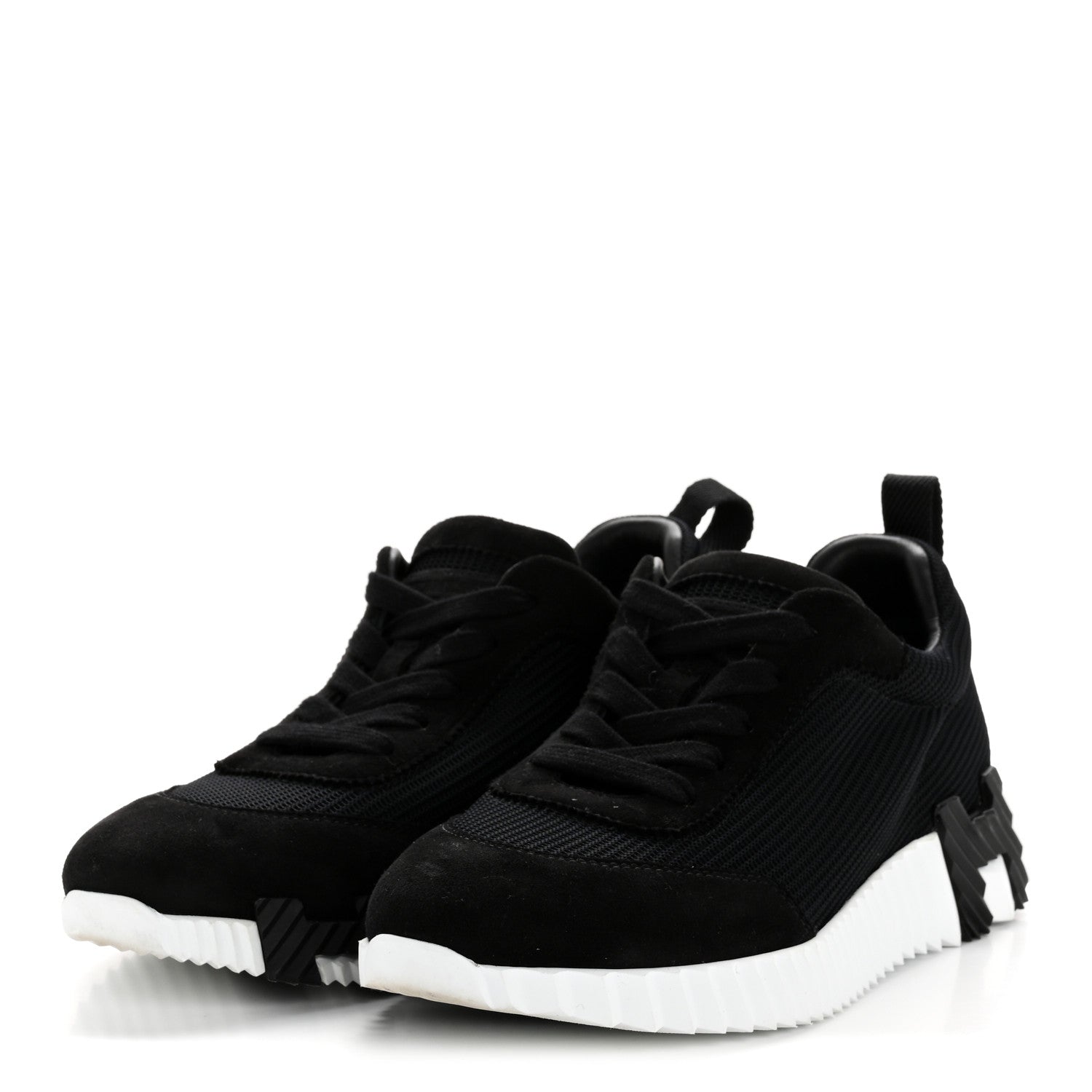 Hermes Air Mesh Suede Goatskin Bouncing Sneakers 36.5 Black 4 of 9