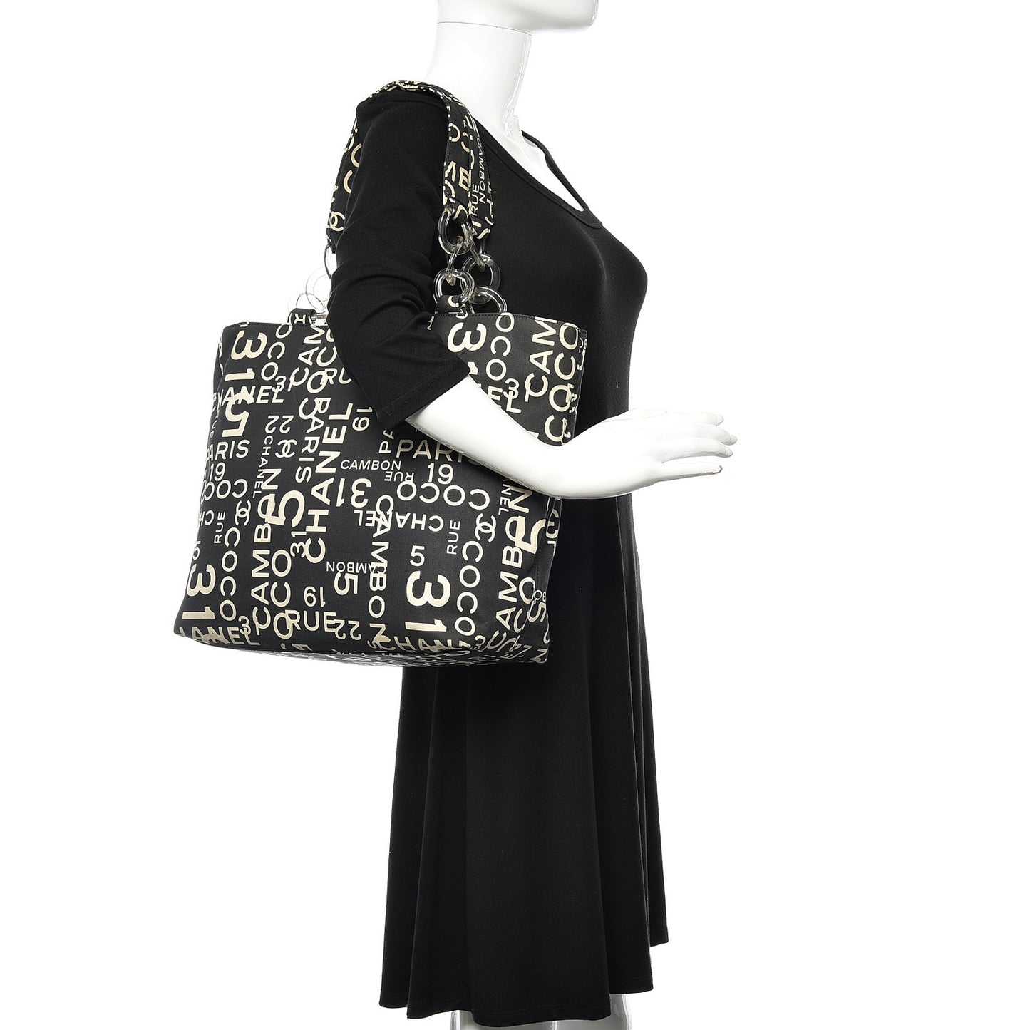 Canvas 31 Rue Cambon Beach Tote Black