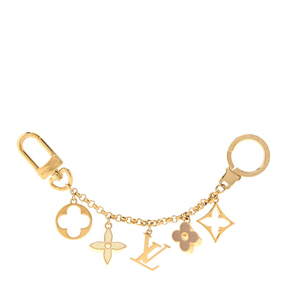 Louis Vuitton Brass Enamel Fleur De Monogram Bag Charm Chain Gold 1 of 5