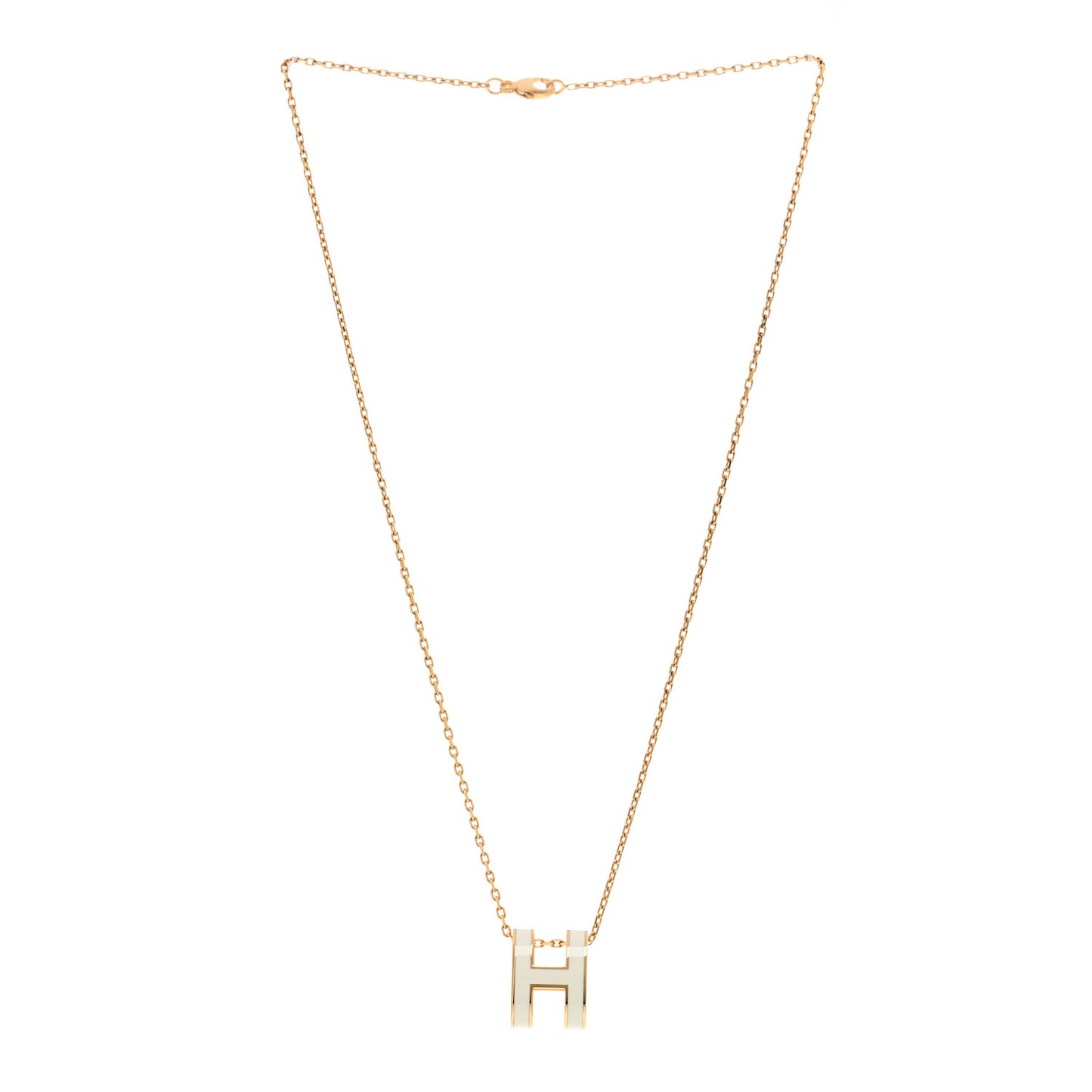 Lacquered Gold Pop H Pendant Necklace White