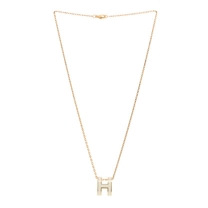 Hermes Lacquered Gold Pop H Pendant Necklace White 3 of 7