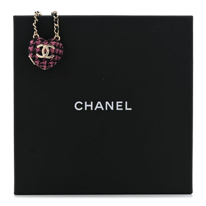 Chanel Lambskin Tweed CC Locket Pendant Necklace Black Pink Gold 7 of 7