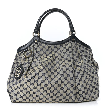 Gucci Monogram Calfskin Large Sukey Tote Beige Blue 1 of 10