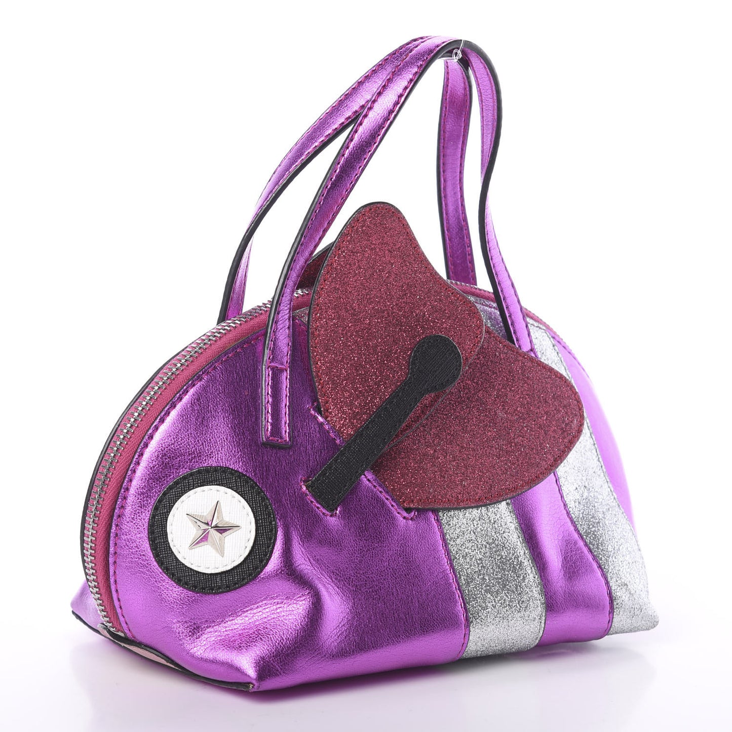 Metallic Calfskin Childrens Zoo Bee Bag Purple
