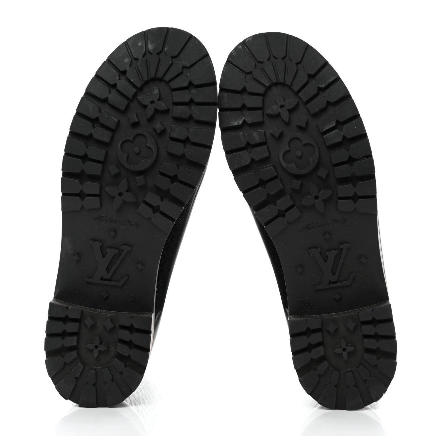 Rubber Embossed Monogram Splash Rain Boots 38 Black