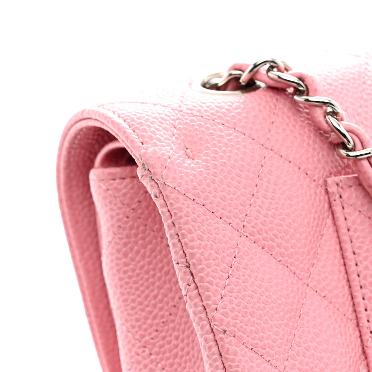 Caviar Quilted Medium Double Flap Pink
