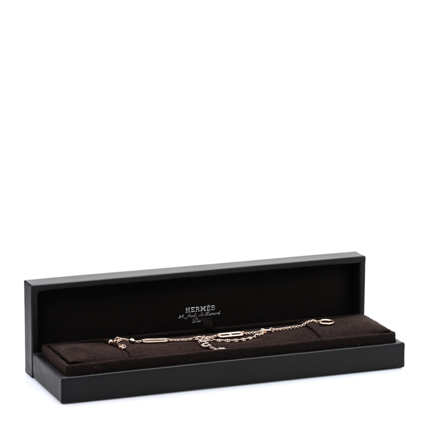 Hermes 18K Rose Gold Diamond Chaos Bracelet XS 4 of 4