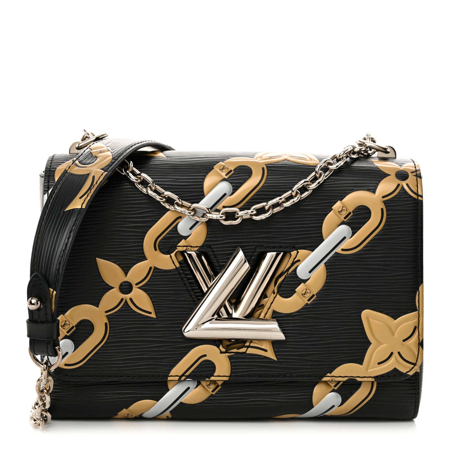 Louis Vuitton Epi Chain Flower Twist Shoulder Bag MM Black 1 of 13