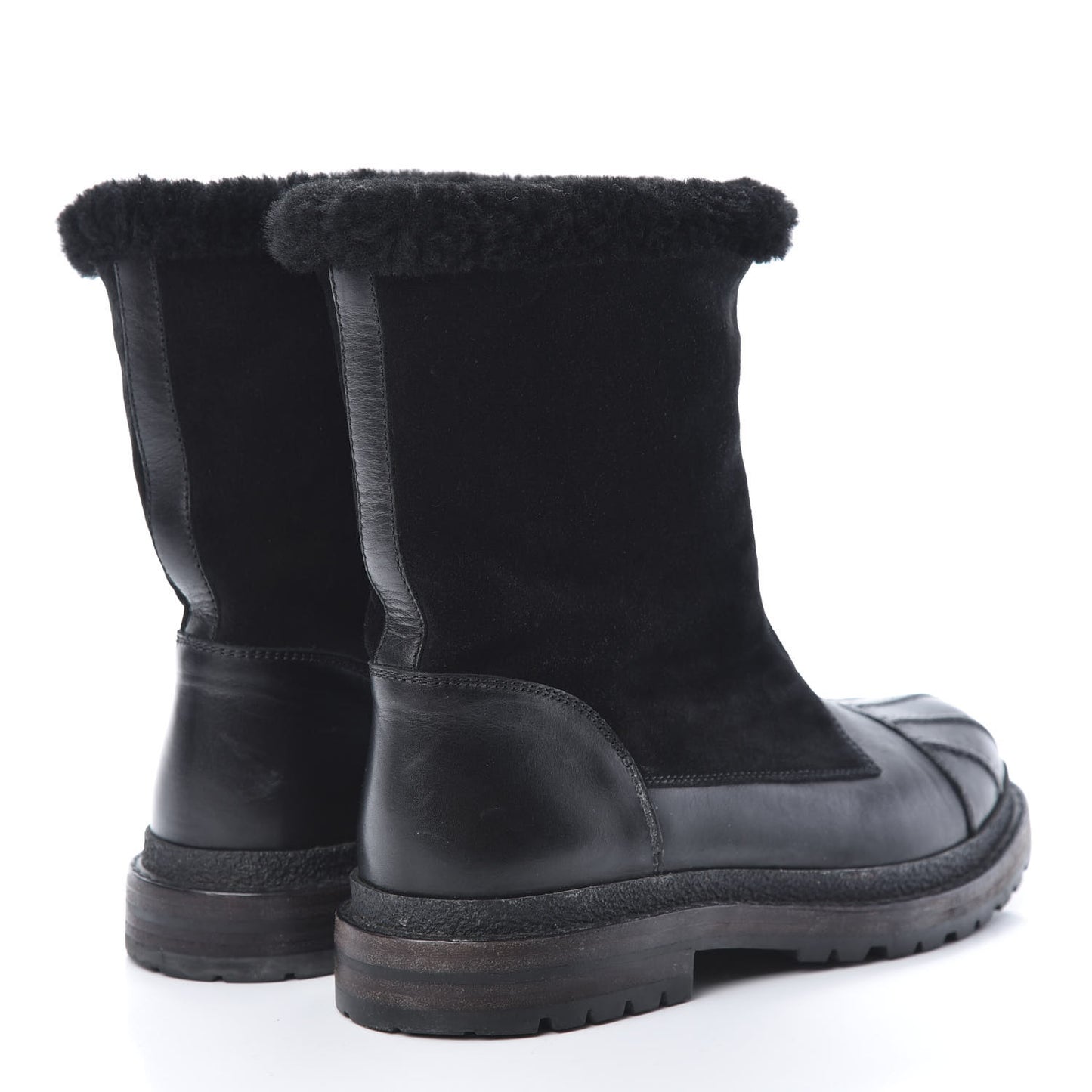 Calfskin Suede CC Ankle Snow Boots 39.5 Black
