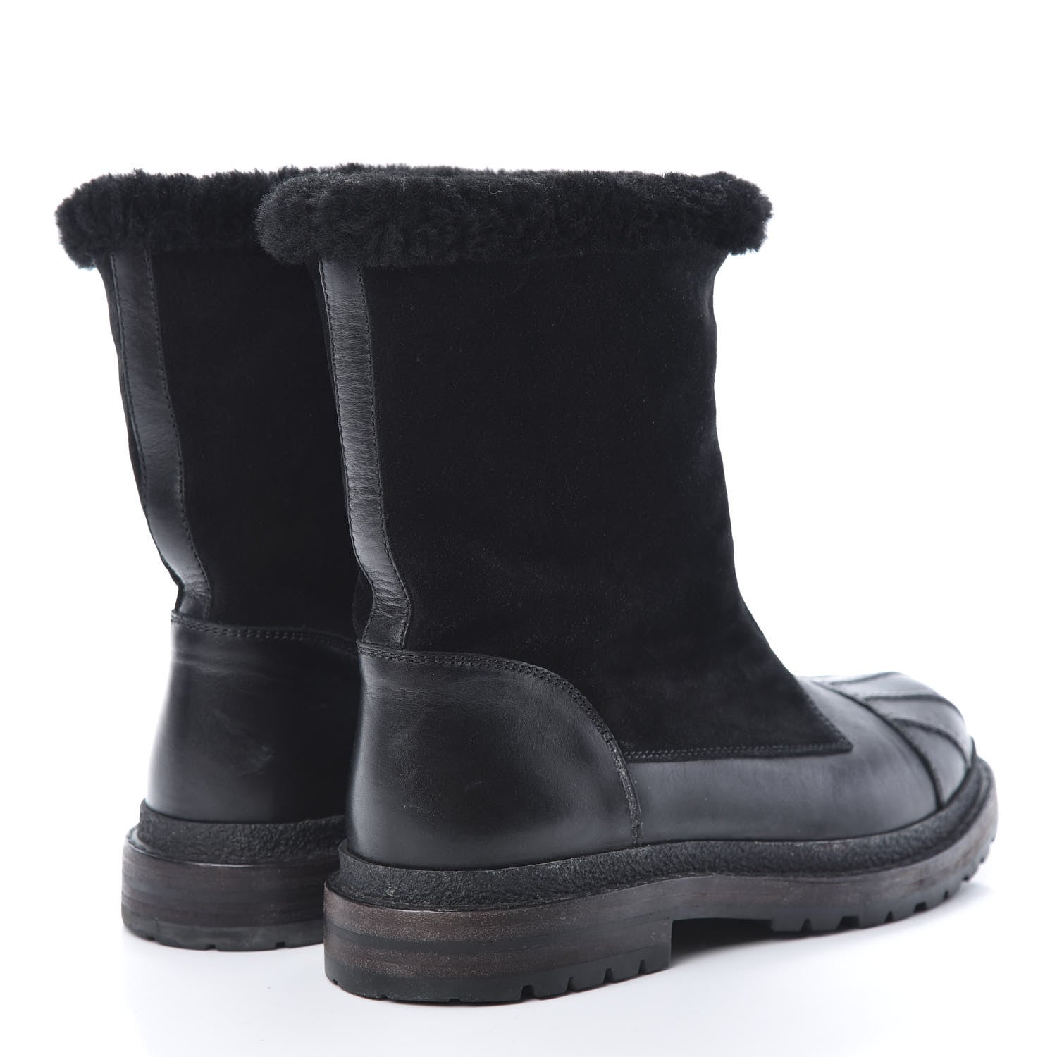 Chanel Calfskin Suede CC Ankle Snow Boots 39.5 Black 4 of 10