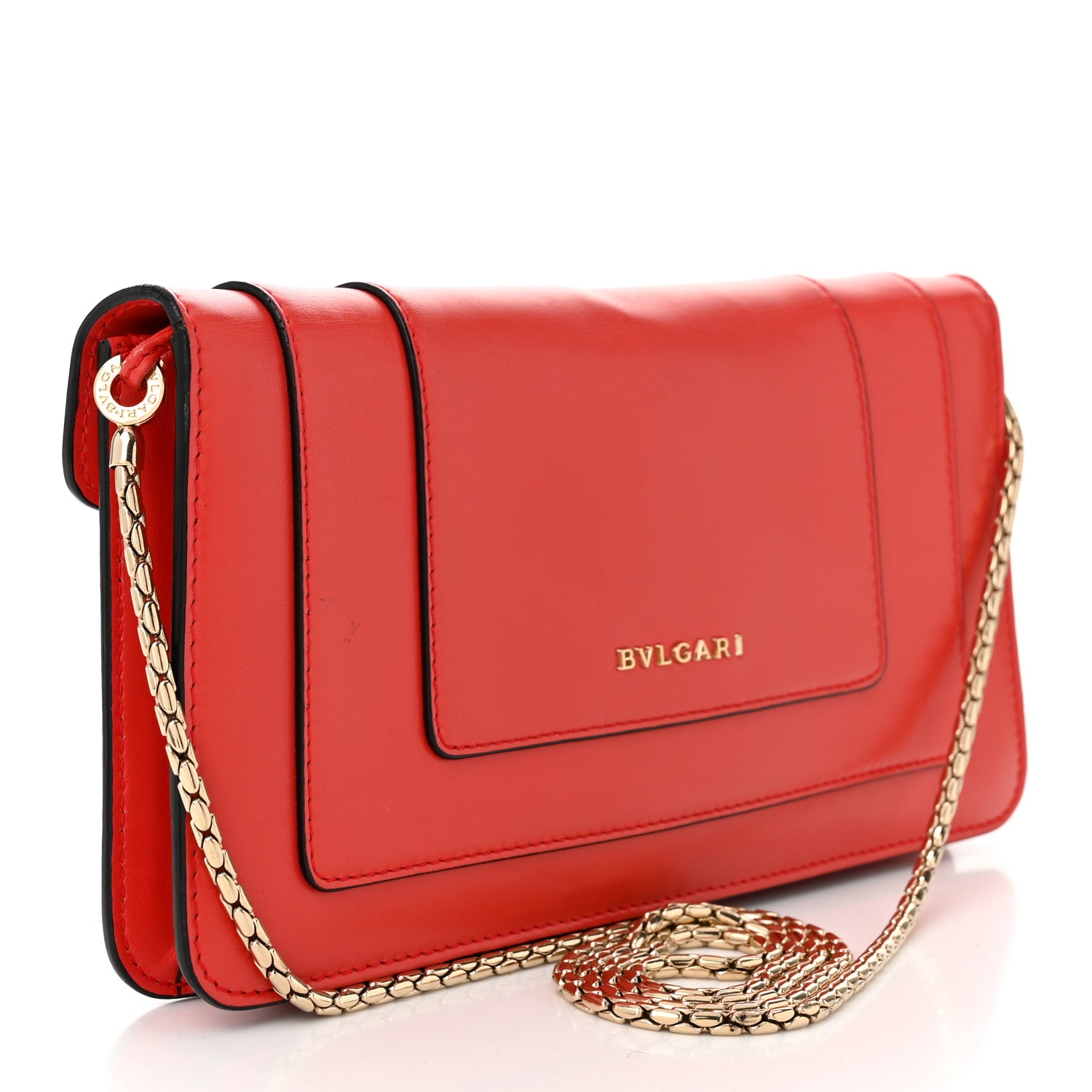Bulgari Calfskin Serpenti Forever Flap Clutch Ruby Red 4 of 11