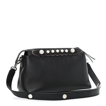Fendi Vitello Dolce Scalloped Pearl Studded Medium By The Way Boston Bag Black 2 of 9