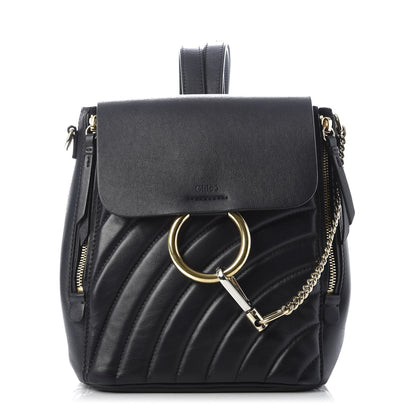 Chloe Calfskin Quilted Medium Faye Backpack Full Blue 1 of 7