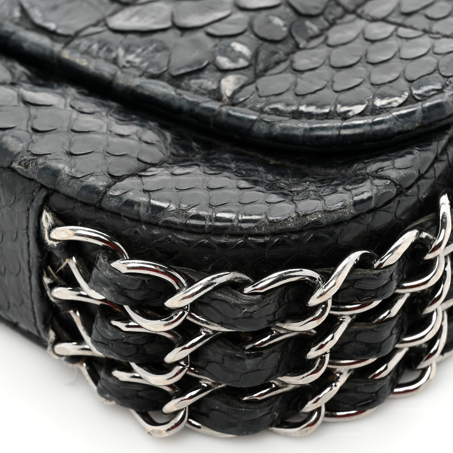 Chanel Snakeskin 3 Chain Flap Black 15 of 19