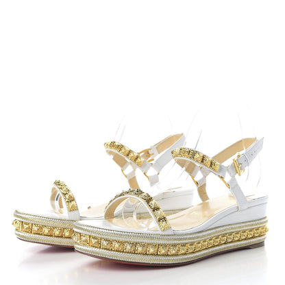Christian Louboutin Calfskin Zarli Pyraclou 60 Platform Sandals 40 White 3 of 8