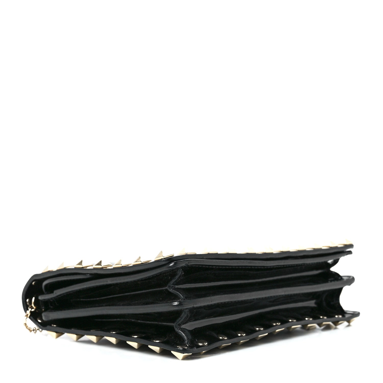 Valentino Garavani Patent Rockstud Wallet On Chain Black 4 of 12
