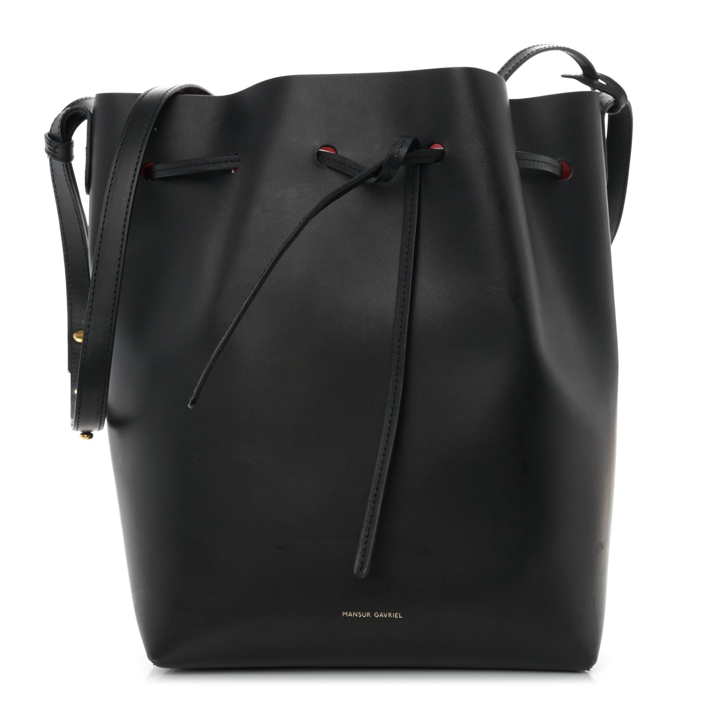 Vegetable Tanned Calfskin Bucket Bag Black Flamma