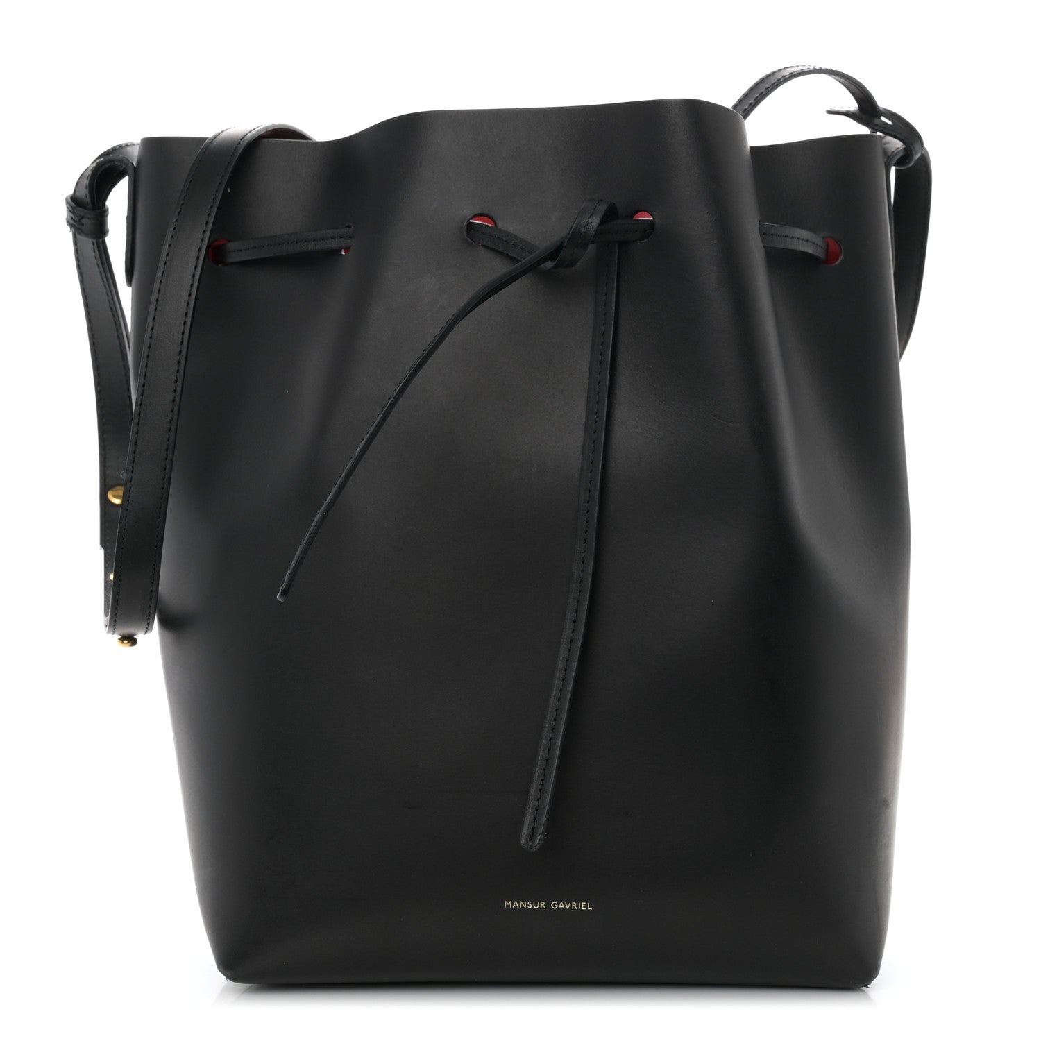 Mansur Gavriel Vegetable Tanned Calfskin Bucket Bag Black Flamma 1 of 10