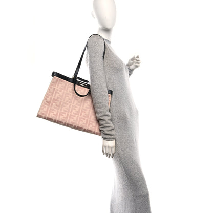 Fendi Canvas Vitello King FF Embroidered Medium Peekaboo X-Tote Rosa Quarzo Black 2 of 10