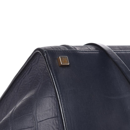 Celine Crocodile Embossed Calfskin Medium Phantom Luggage Navy Blue 10 of 21