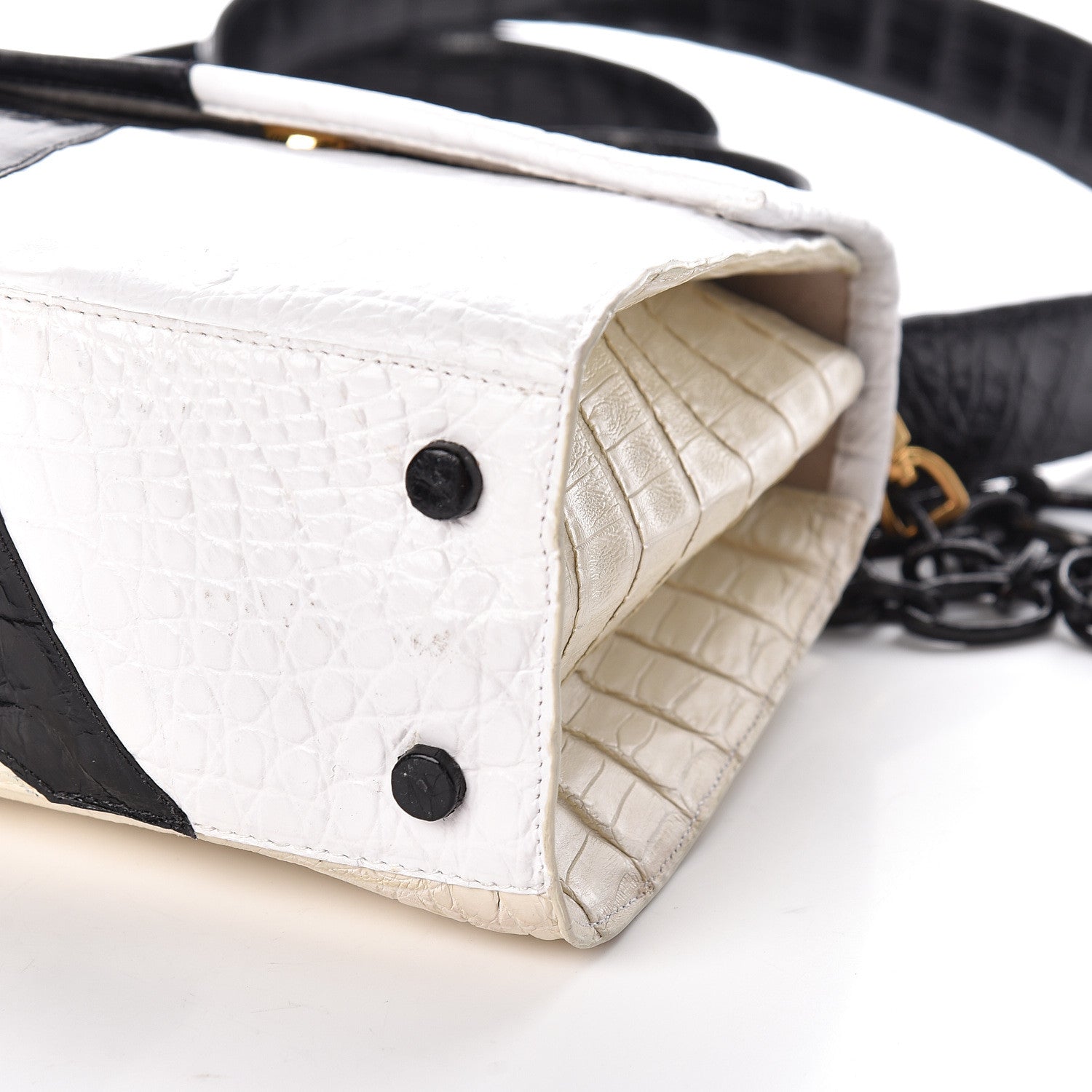 Nancy Gonzalez Crocodile Small Lexi Patchwork Top Handle Bag Cream 11 of 11