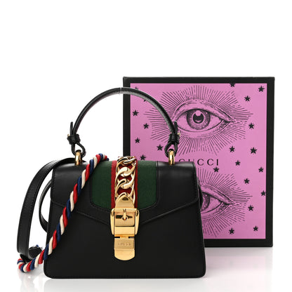 Gucci Calfskin Mini Sylvie Top Handle Bag Black 17 of 17