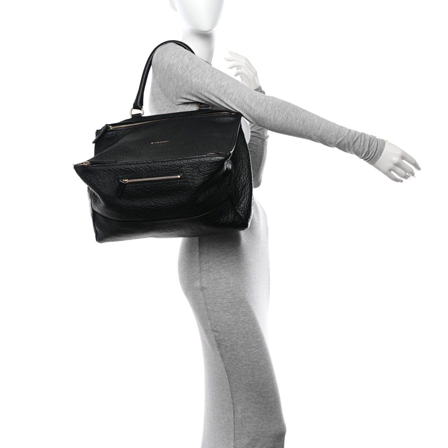 Bubble Calfskin Large Pandora Black