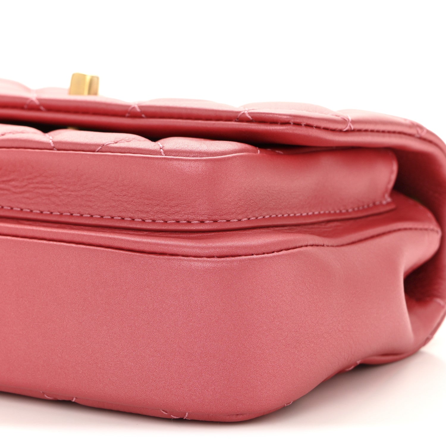 Chanel Metallic Calfskin Quilted Top Handle Flap Dark Pink 10 of 11