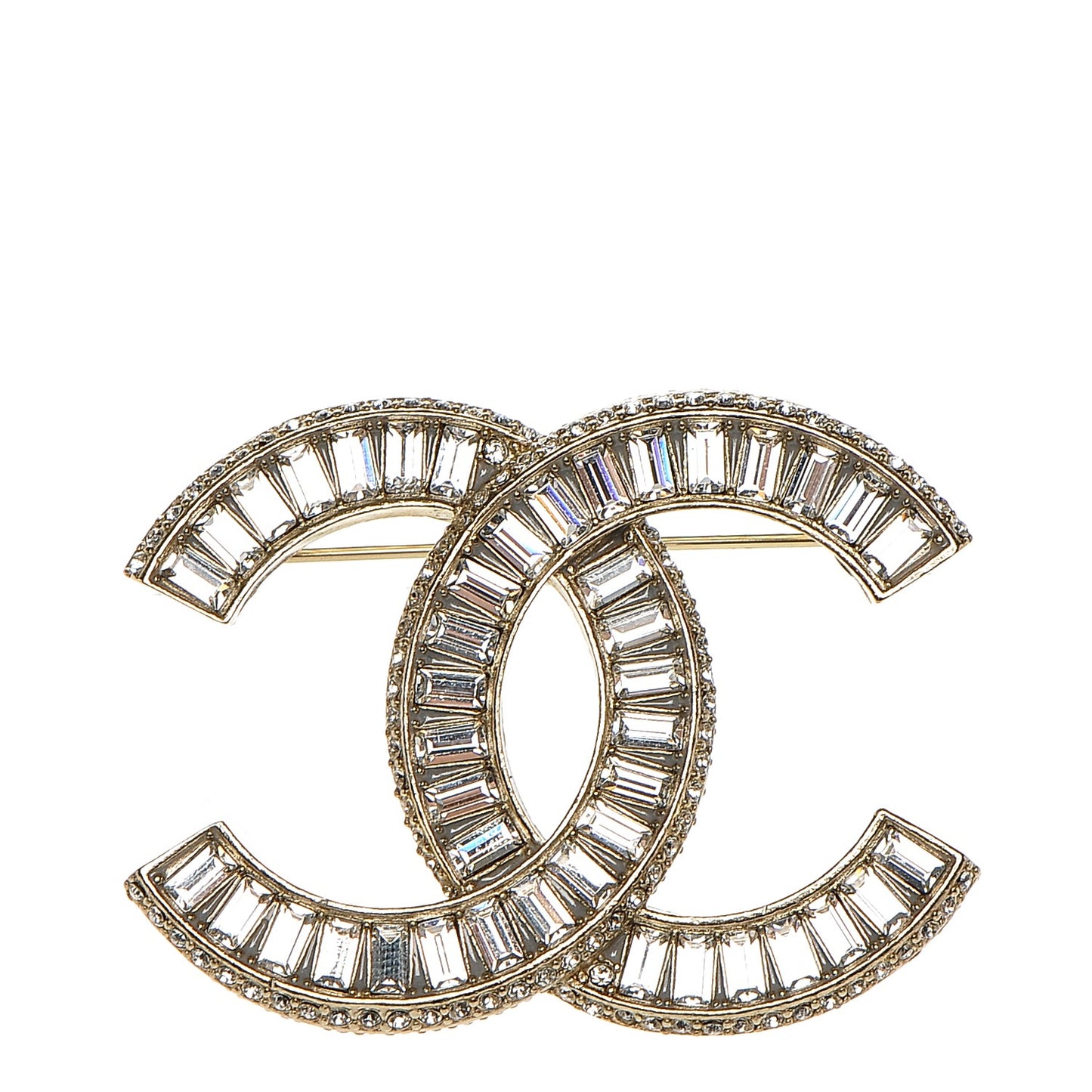 Baguette Crystal CC Brooch Light Gold