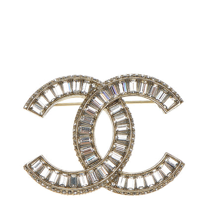 Chanel Baguette Crystal CC Brooch Light Gold 1 of 5