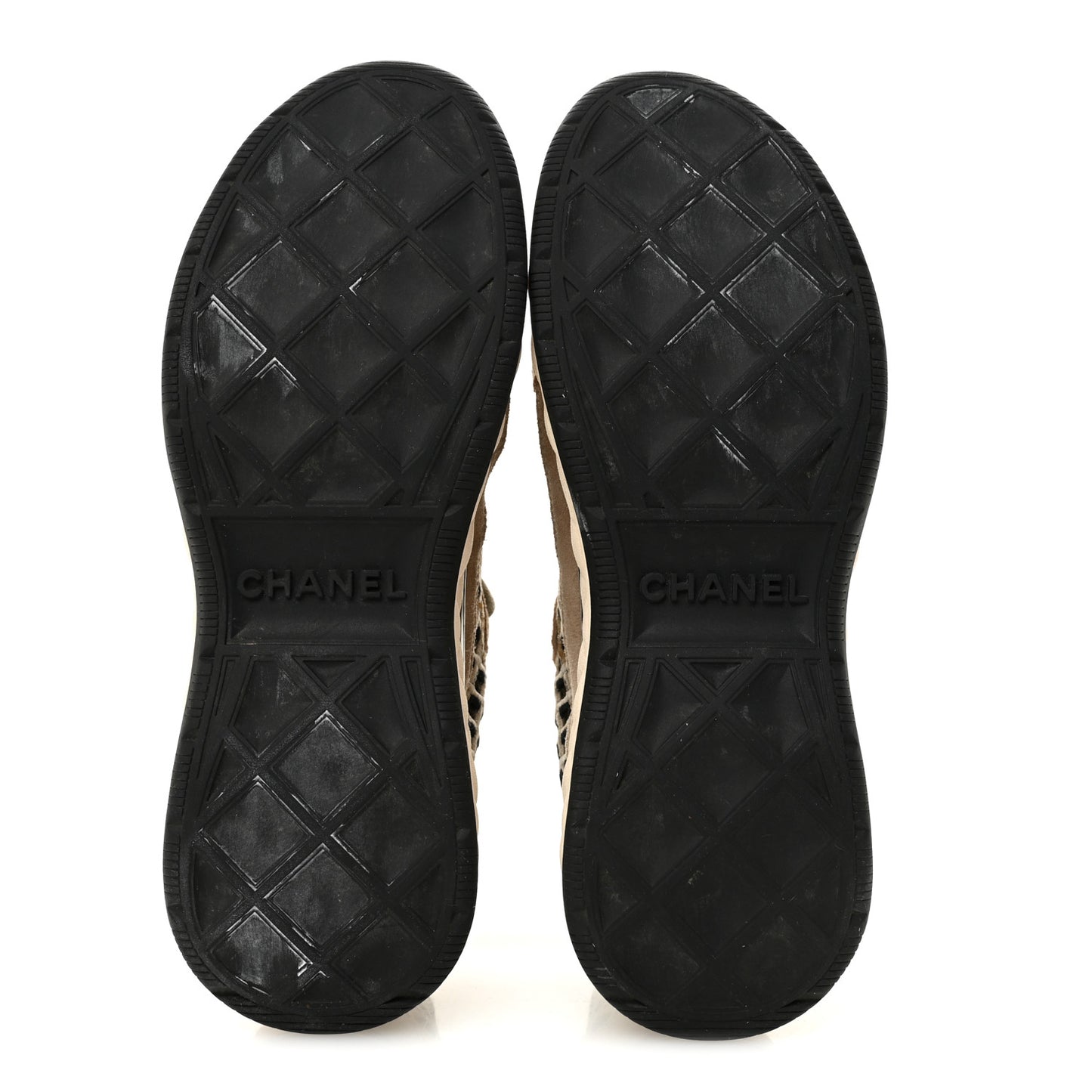 Suede Calfskin Embroidered CC Sneakers 39 Beige Black