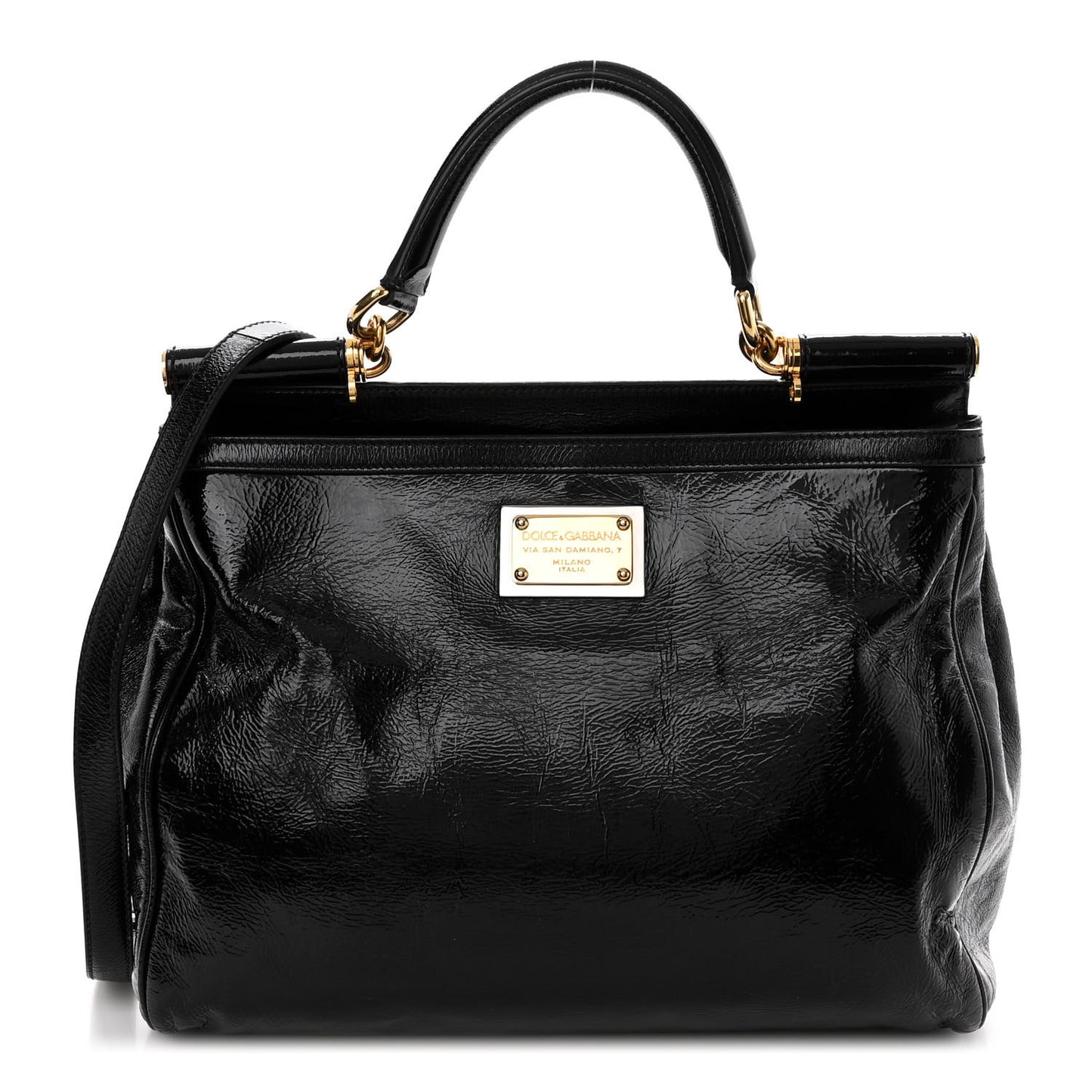 Patent Miss Sicily Tote Black
