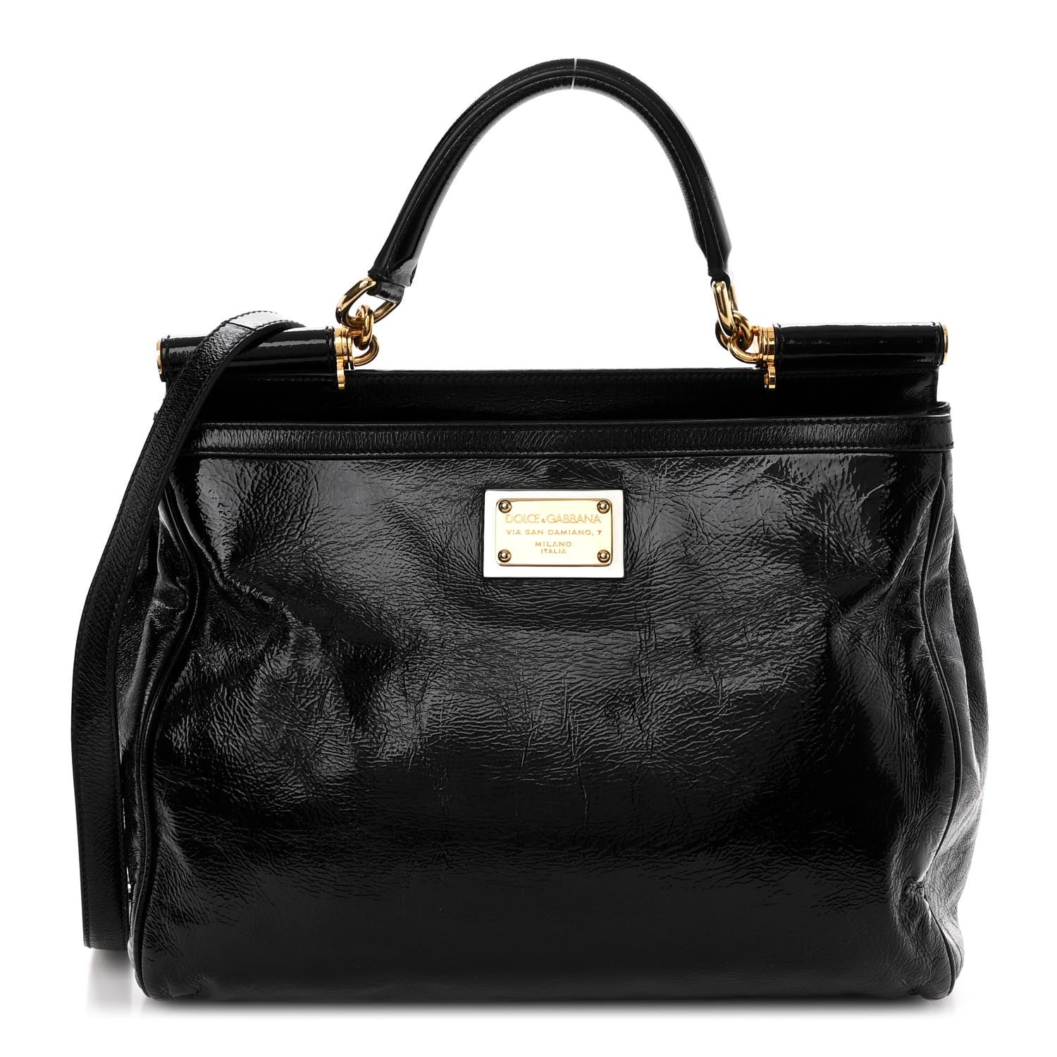 Dolce & Gabbana Patent Miss Sicily Tote Black 1 of 10