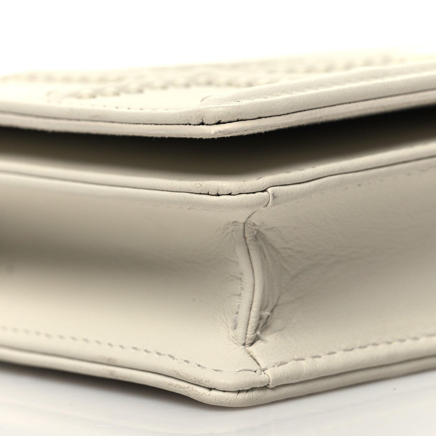 Christian Dior Ultra Matte Calfskin Studded Diorama Wallet on Chain Pouch Off White 9 of 13