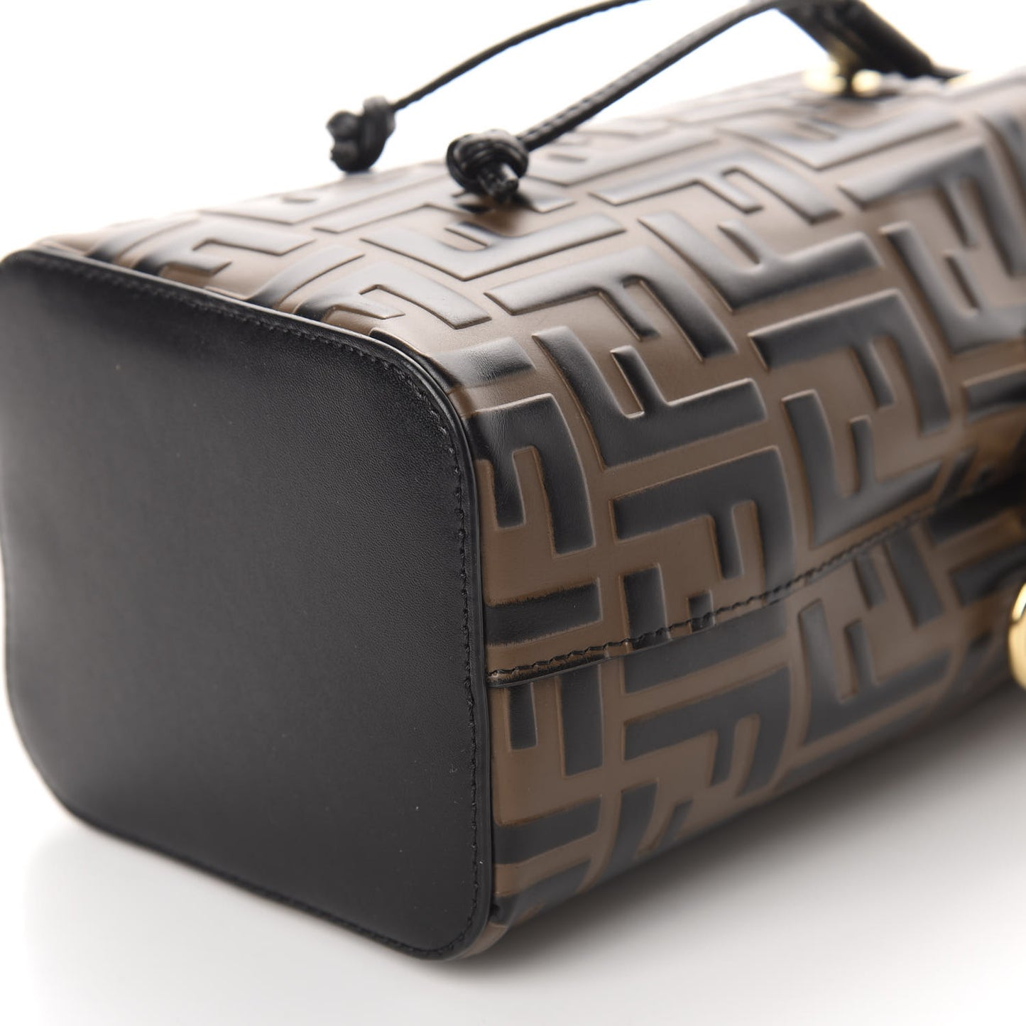 Vitello Liberty F is Fendi Bi-Color FF 1974 Embossed Mini Mon Tresor Bucket Bag Maya Black