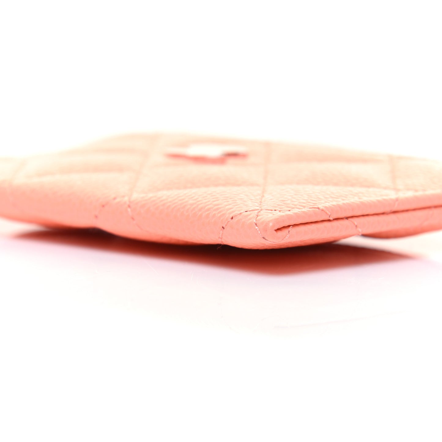 Caviar Quilted Card Holder Coral
