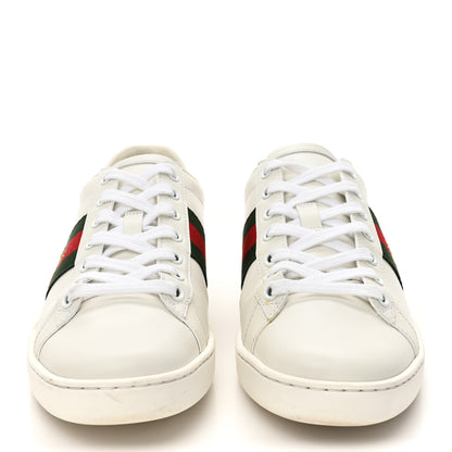 Gucci Calfskin Ayers Bee Embroidered Womens Ace Sneakers 37 White Red Flame Green 3 of 11