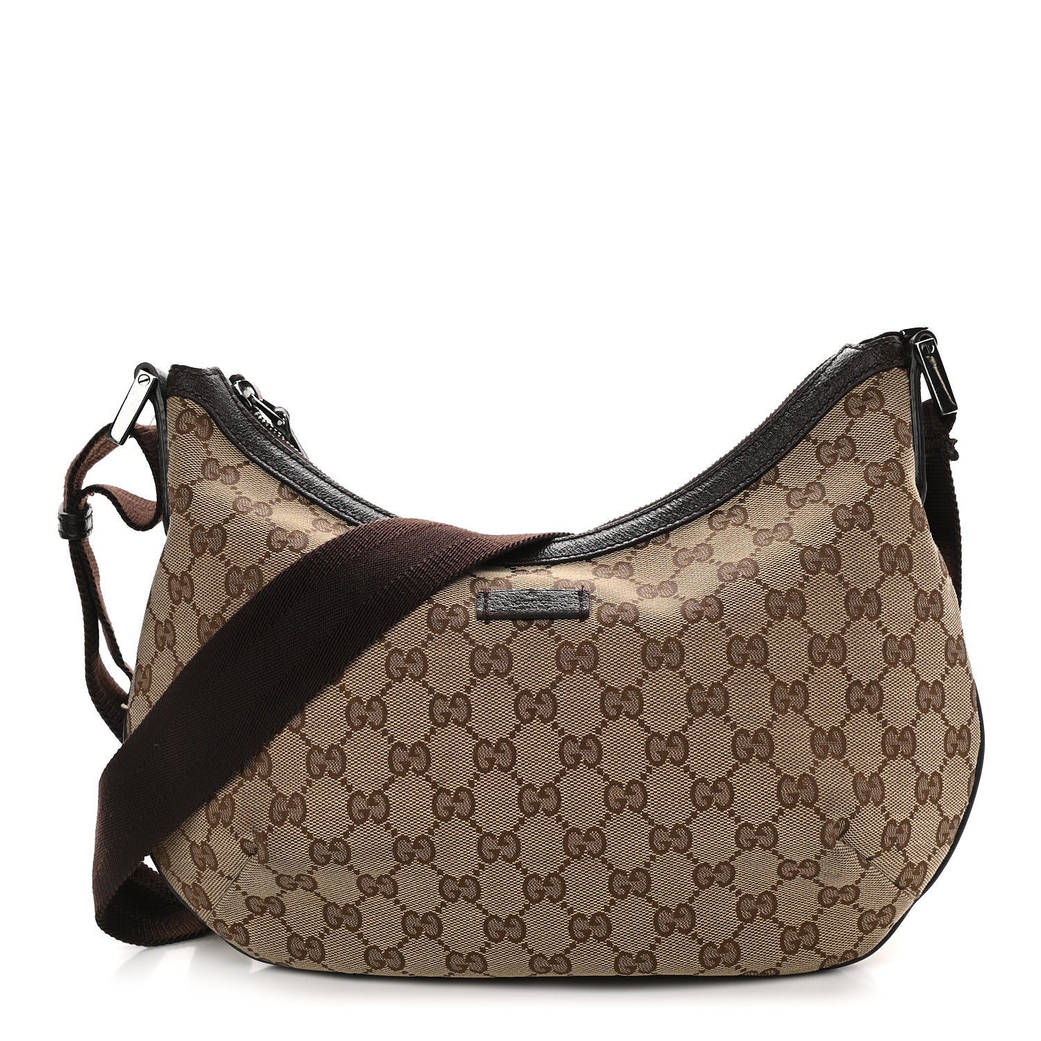 Gucci Monogram Medium Half Moon Hobo Dark Brown 1 of 13