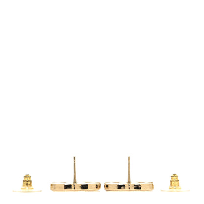 Chanel Enamel CC Earrings Gold White 3 of 5