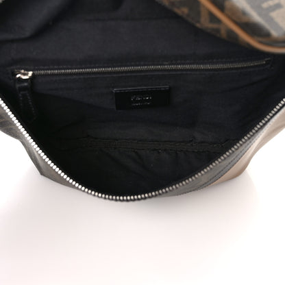 Fendi Glazed Fabric Vitello Cover FF 1974 Diagonal Bi-Color Belt Bag Tobacco Moro Sand Black 5 of 8