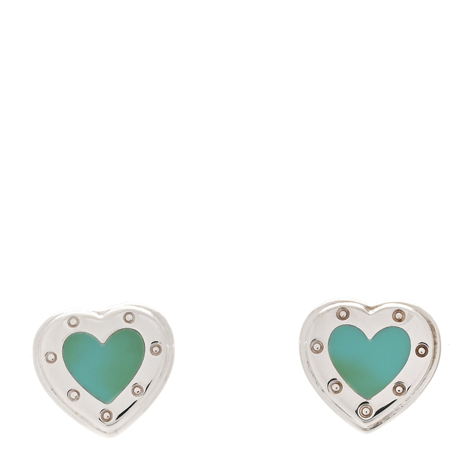 Tiffany Sterling Silver Enamel Mini Return to Tiffany Love Heart Earrings Blue 1 of 4
