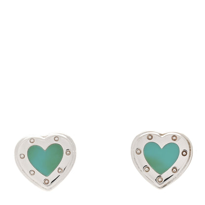 Tiffany Sterling Silver Enamel Mini Return to Tiffany Love Heart Earrings Blue 1 of 4