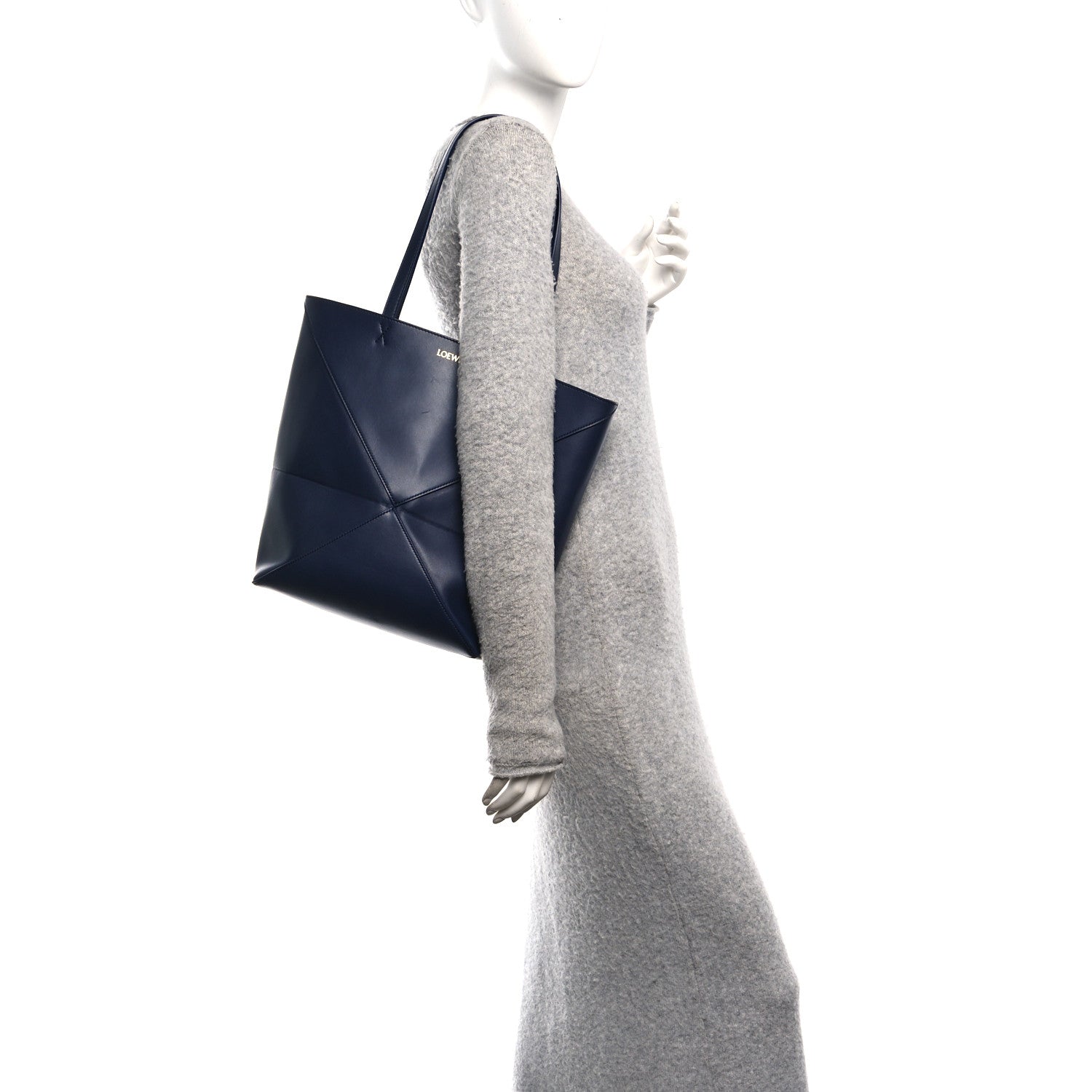 Loewe Shiny Calfskin XL Puzzle Fold Tote Abyss Blue 2 of 9