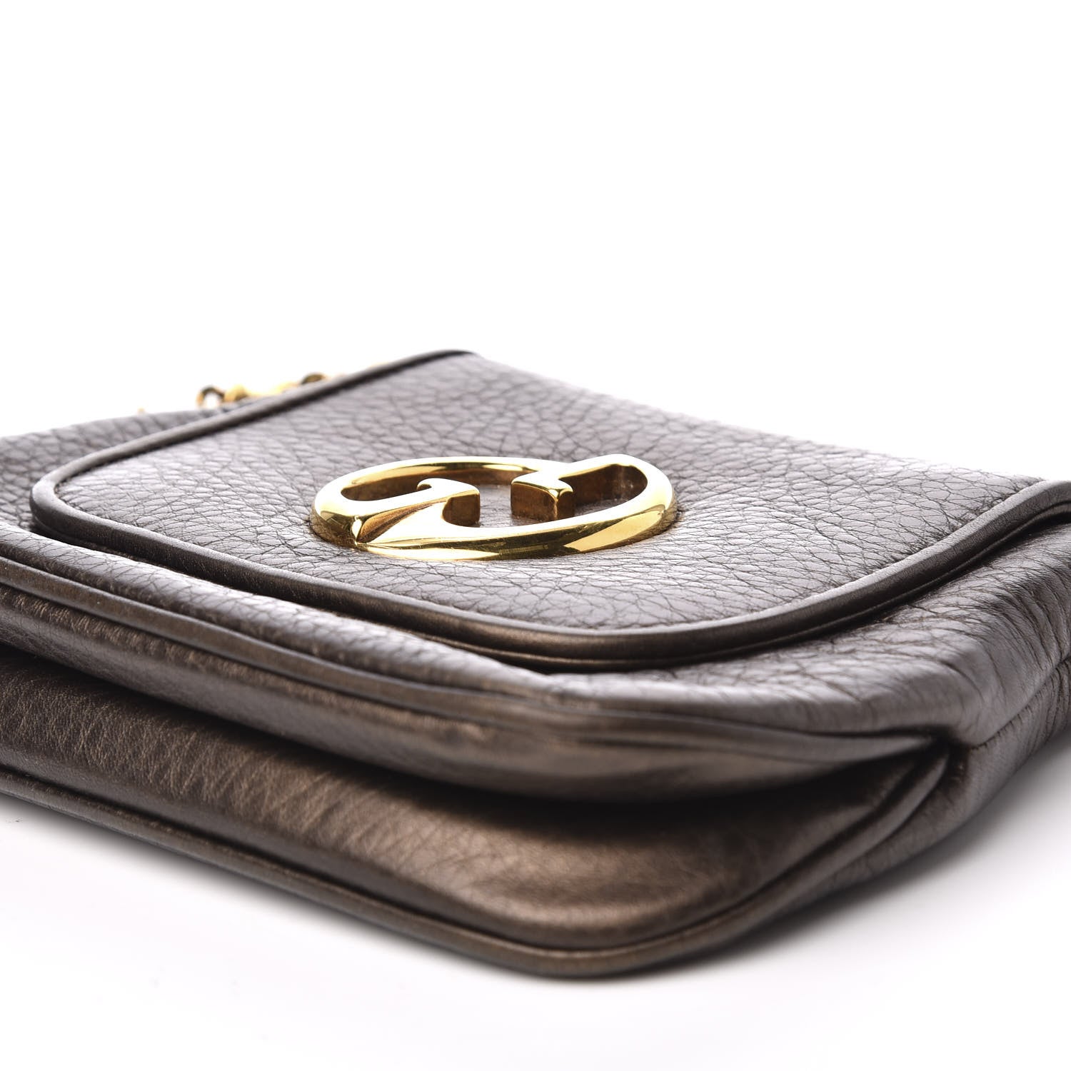 Gucci Metallic Pebbled Calfskin Small 1973 Chain Shoulder Bag Winter Leaf 6 of 9