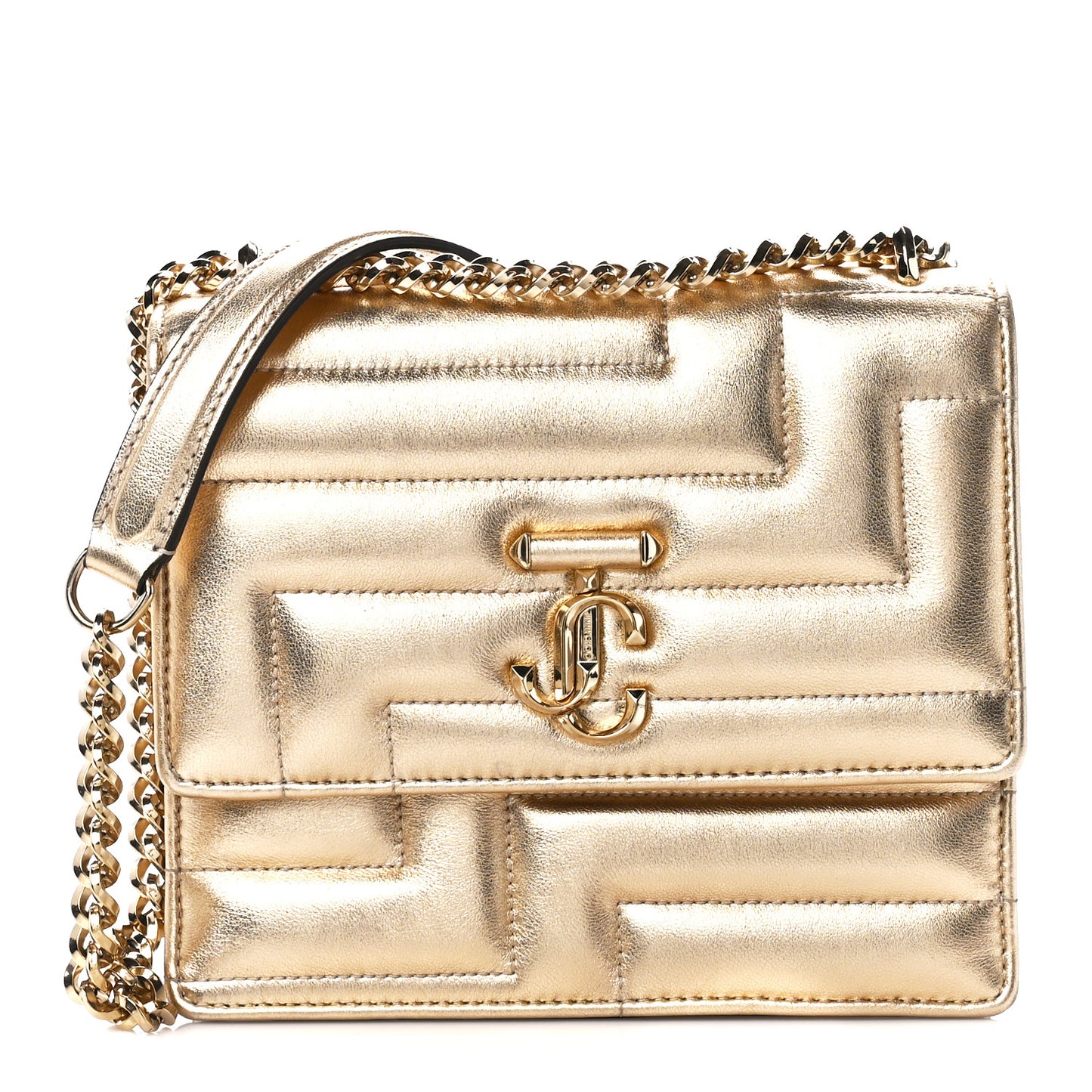 Metallic Nappa Quilted Varenne Shoulder Bag Gold