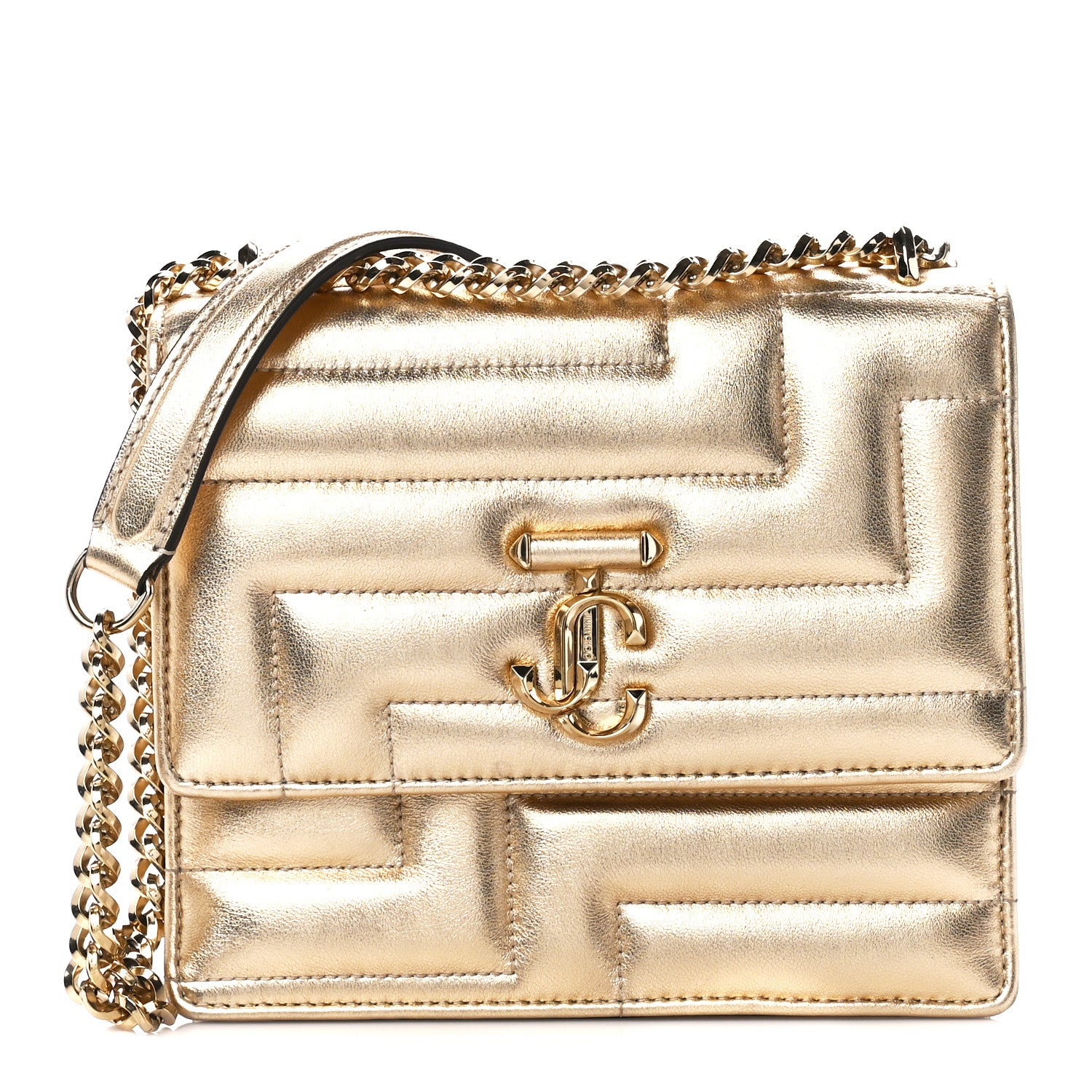 Jimmy Choo Metallic Nappa Quilted Varenne Shoulder Bag Gold 1 of 10