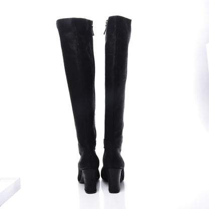 Chanel Suede Calfskin CC Knee High Boots 38 Black 6 of 10