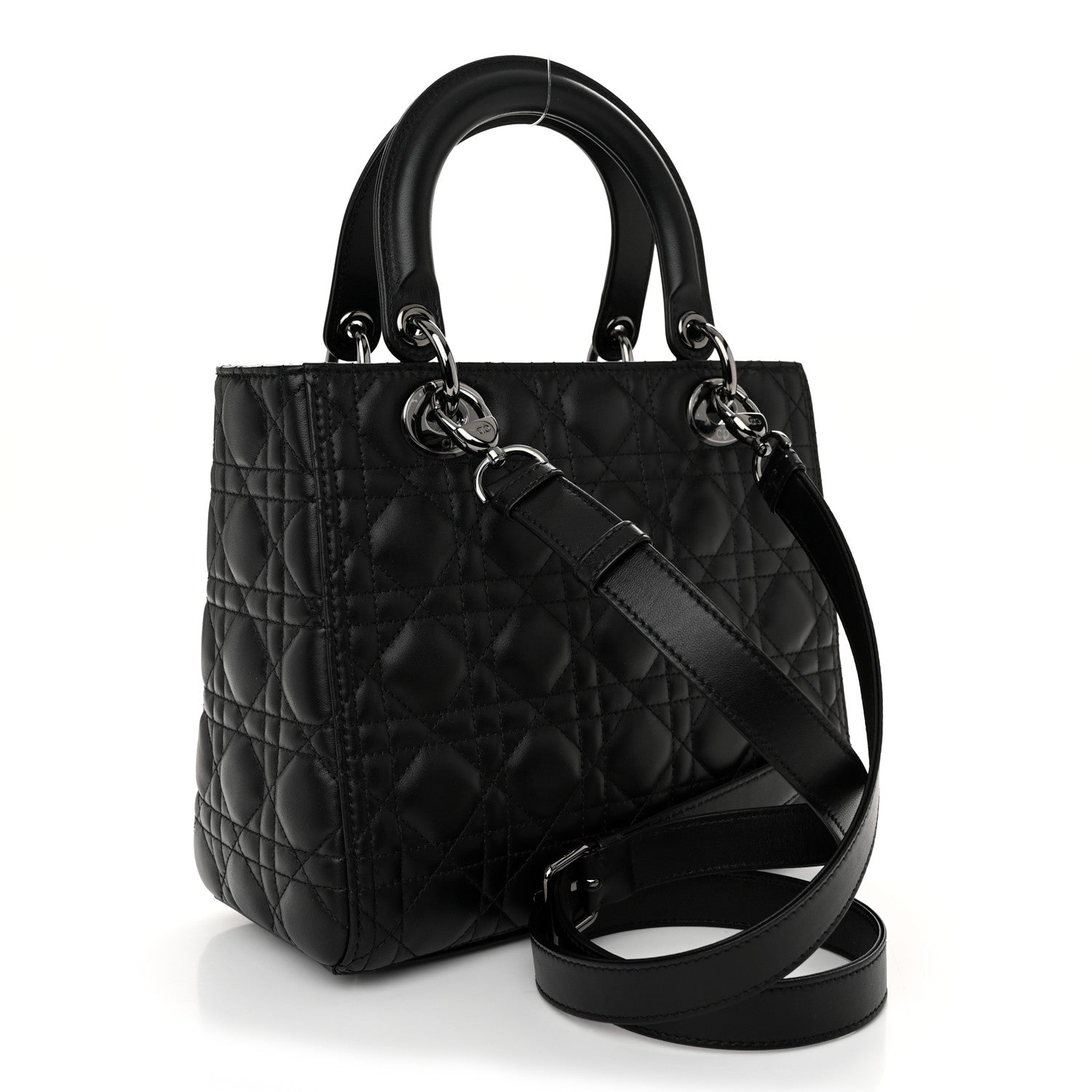 Christian Dior Lambskin Cannage Medium Lady Dior Black 3 of 9