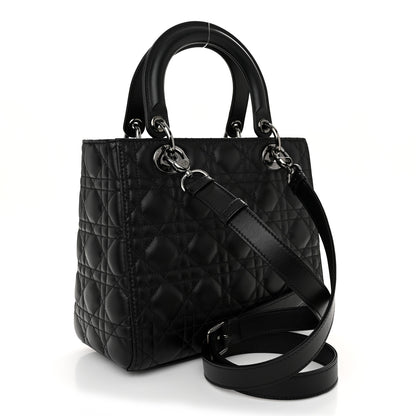 Christian Dior Lambskin Cannage Medium Lady Dior Black 3 of 9